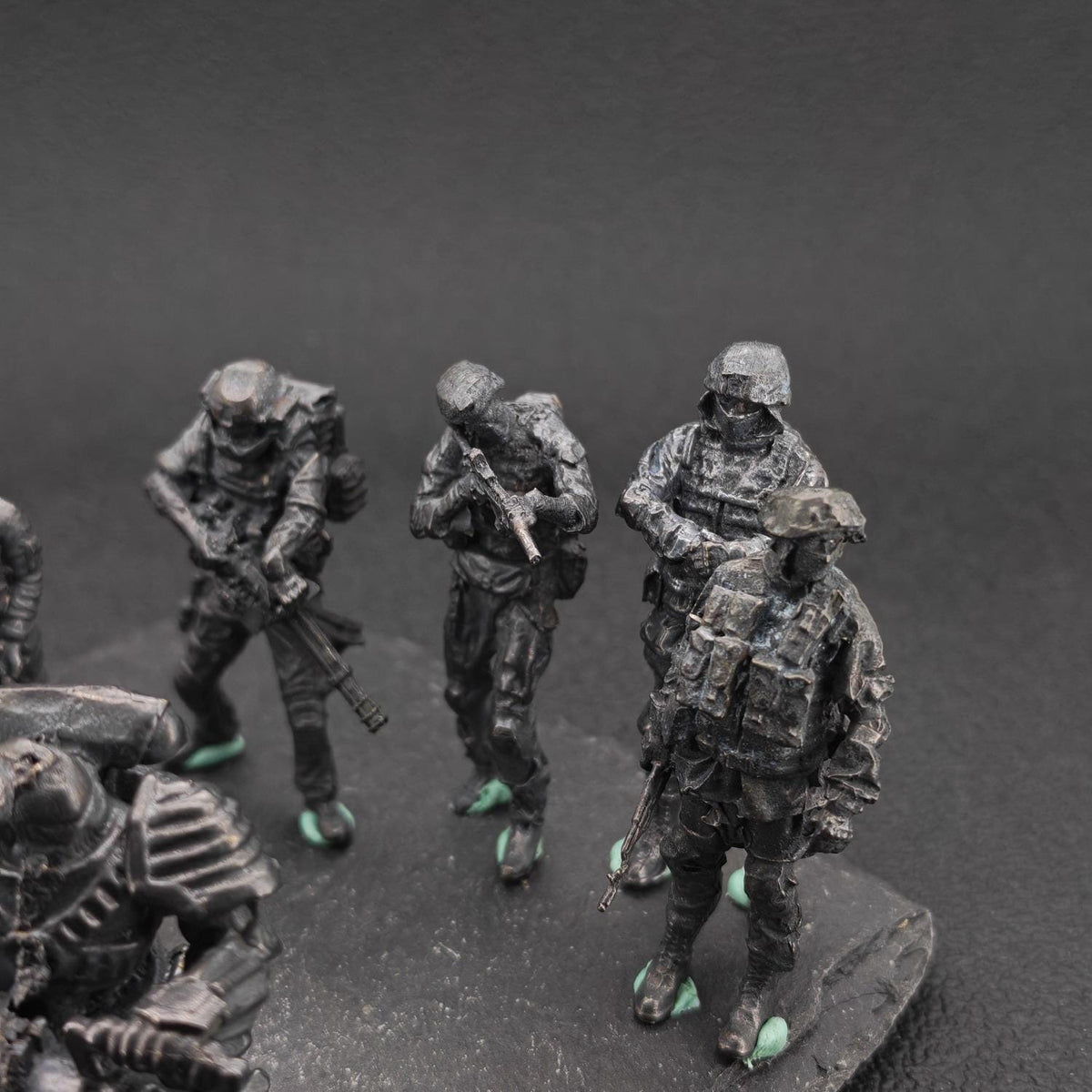 Brass Military Miniature — Oxidised Black Soldier Figurine, 9 Poses for Collectors and Diorama Builders