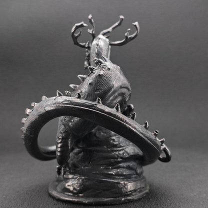 Solid Brass Dragon Figurine — Antique Oxidised Monster Sculpture for Desk and Collector Display