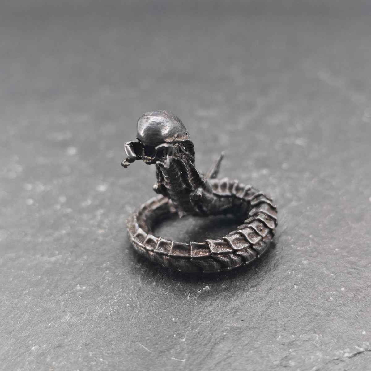 Brass Facehugger Miniature | Oxidised Black | Biomechanical Horror Collectible