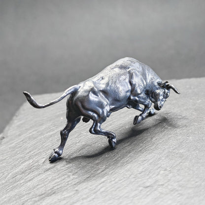 Brass Charging Bull Figurine — Bull Market Symbol, Zodiac Ox Sculpture for Desk and Shelf