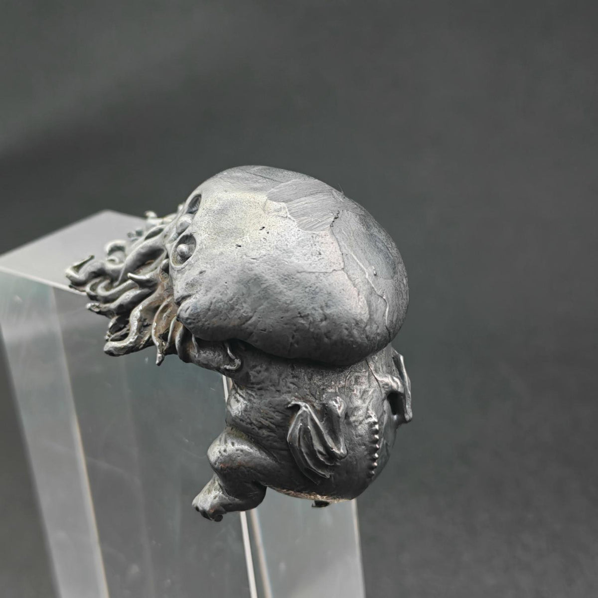 Black Oxidised Brass Baby Cthulhu Figurine | Handcast Octopus Monster Collectible | Desk & Shelf Decor