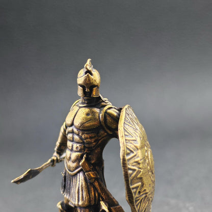 Brass Roman Gladiator Figurine – Miniature Ancient Warrior Sculpture for Desk, Shelf & Collector Display