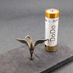 Crane in Flight Brass Figurine – Handcrafted Bird Miniature for Terrarium and Desk