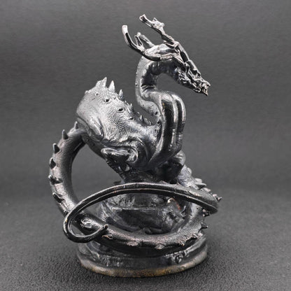 Solid Brass Dragon Figurine — Antique Oxidised Monster Sculpture for Desk and Collector Display