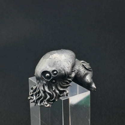 Black Oxidised Brass Baby Cthulhu Figurine | Handcast Octopus Monster Collectible | Desk & Shelf Decor