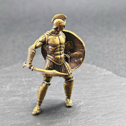 Brass Roman Gladiator Figurine – Miniature Ancient Warrior Sculpture for Desk, Shelf & Collector Display