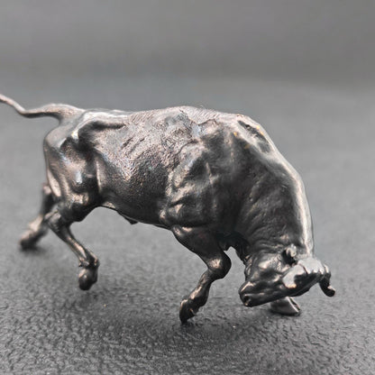 Brass Charging Bull Figurine — Bull Market Symbol, Zodiac Ox Sculpture for Desk and Shelf