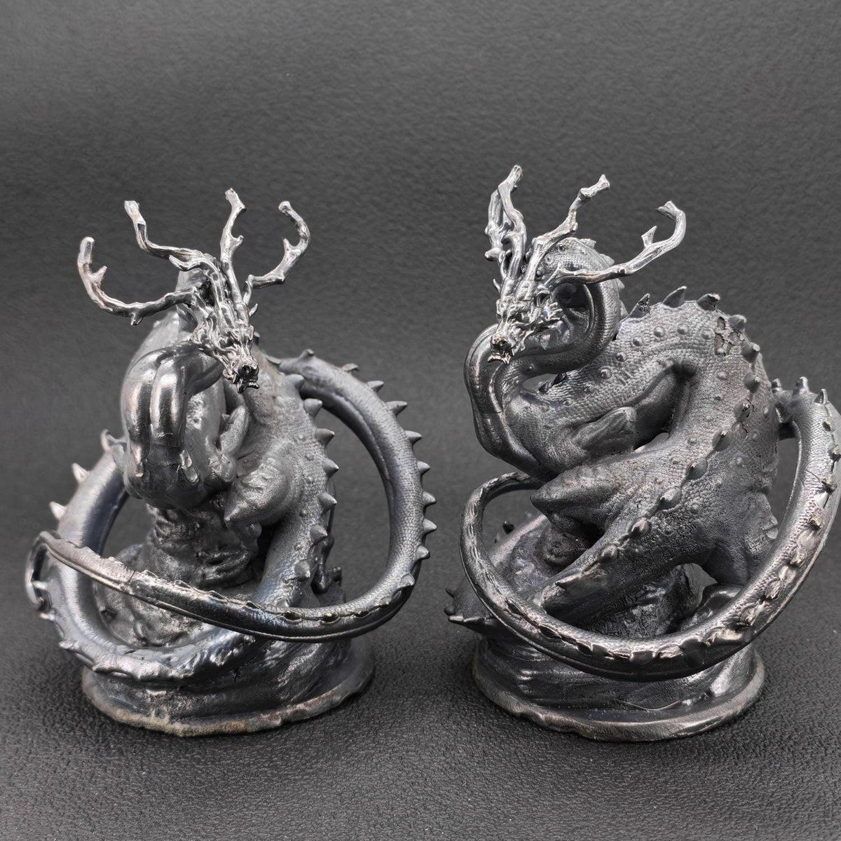 Solid Brass Dragon Figurine — Antique Oxidised Monster Sculpture for Desk and Collector Display