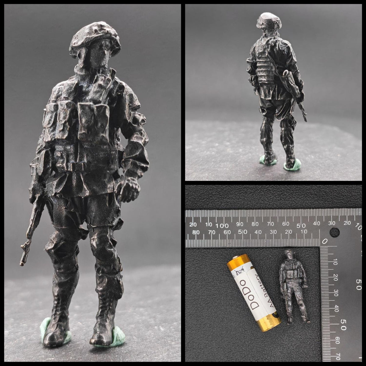 Brass Military Miniature — Oxidised Black Soldier Figurine, 9 Poses for Collectors and Diorama Builders