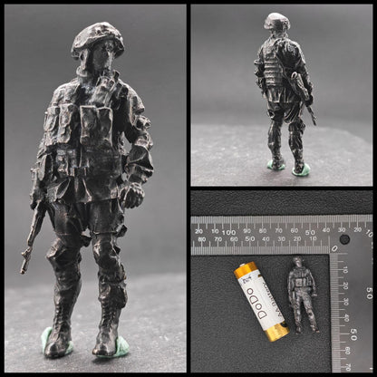 Brass Military Miniature — Oxidised Black Soldier Figurine, 9 Poses for Collectors and Diorama Builders