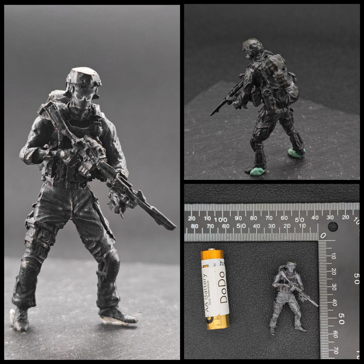 Brass Military Miniature — Oxidised Black Soldier Figurine, 9 Poses for Collectors and Diorama Builders