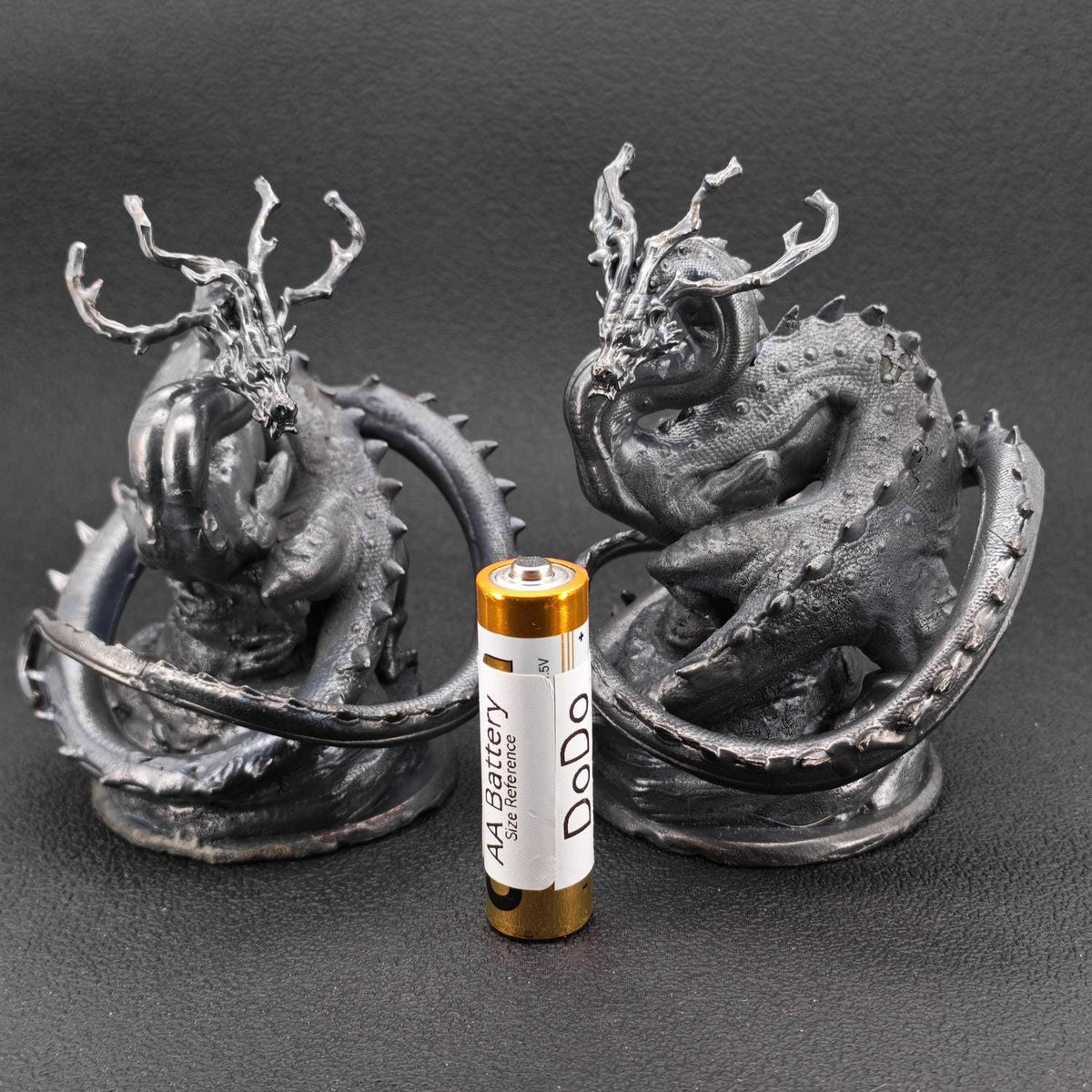 Solid Brass Dragon Figurine — Antique Oxidised Monster Sculpture for Desk and Collector Display