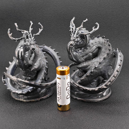 Solid Brass Dragon Figurine — Antique Oxidised Monster Sculpture for Desk and Collector Display