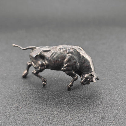 Brass Charging Bull Figurine — Bull Market Symbol, Zodiac Ox Sculpture for Desk and Shelf