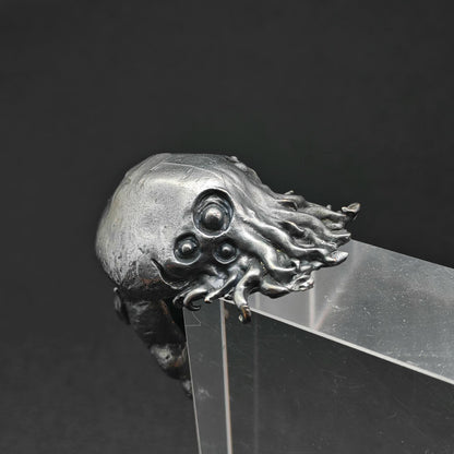 Black Oxidised Brass Baby Cthulhu Figurine | Handcast Octopus Monster Collectible | Desk & Shelf Decor