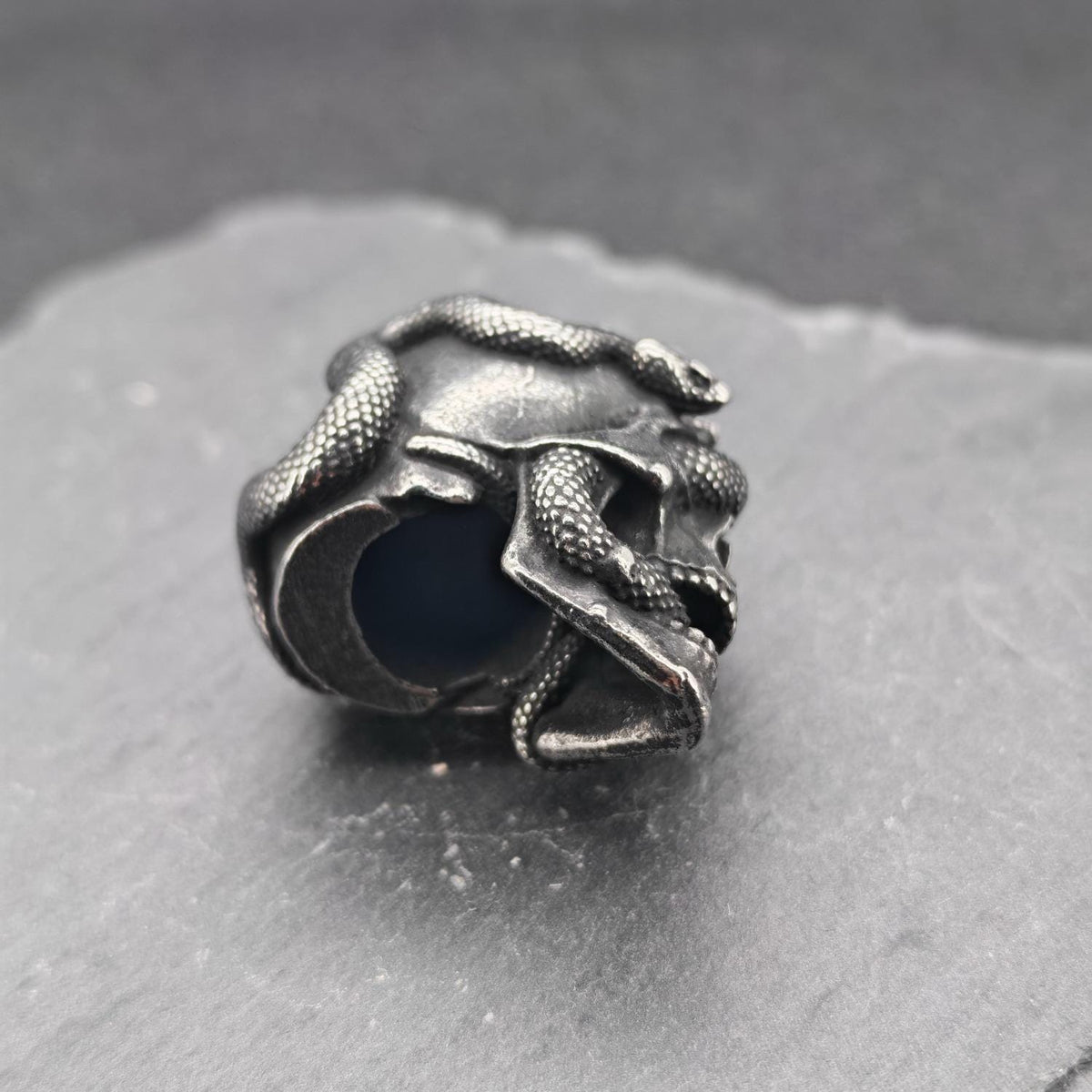 Snake and Skull Gothic Pendant – Stainless Steel Necklace for Him