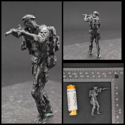Brass Military Miniature — Oxidised Black Soldier Figurine, 9 Poses for Collectors and Diorama Builders