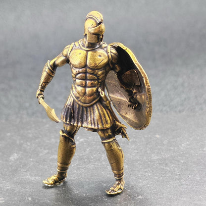 Brass Roman Gladiator Figurine – Miniature Ancient Warrior Sculpture for Desk, Shelf & Collector Display