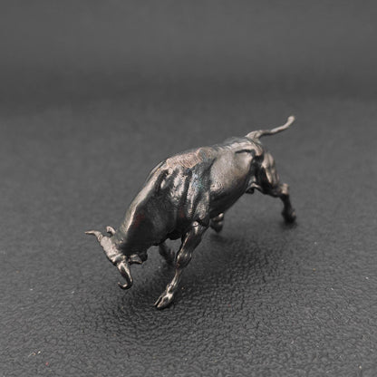 Brass Charging Bull Figurine — Bull Market Symbol, Zodiac Ox Sculpture for Desk and Shelf