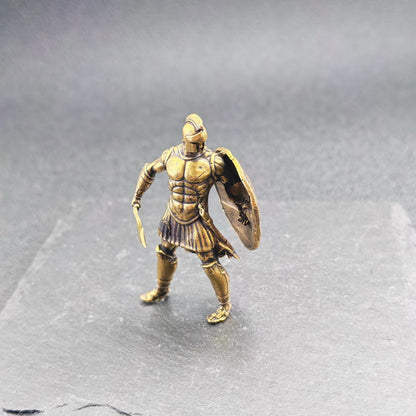 Brass Roman Gladiator Figurine – Miniature Ancient Warrior Sculpture for Desk, Shelf & Collector Display