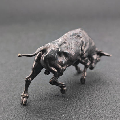 Brass Charging Bull Figurine — Bull Market Symbol, Zodiac Ox Sculpture for Desk and Shelf