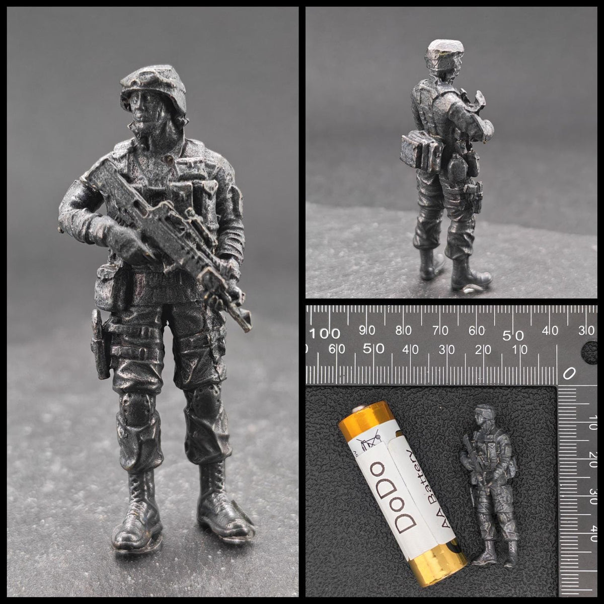 Brass Military Miniature — Oxidised Black Soldier Figurine, 9 Poses for Collectors and Diorama Builders