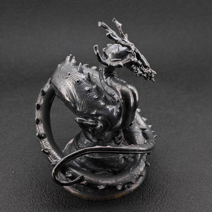 Solid Brass Dragon Figurine — Antique Oxidised Monster Sculpture for Desk and Collector Display