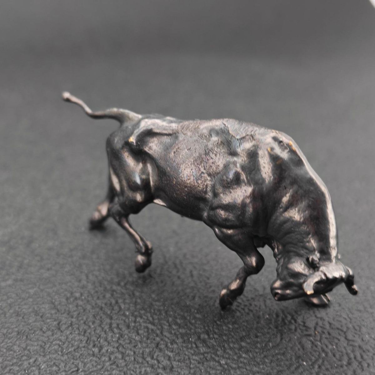 Brass Charging Bull Figurine — Bull Market Symbol, Zodiac Ox Sculpture for Desk and Shelf