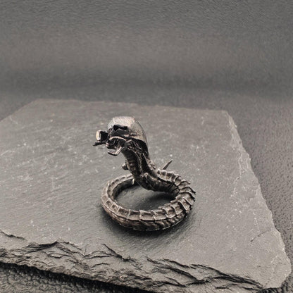 Brass Facehugger Miniature | Oxidised Black | Biomechanical Horror Collectible