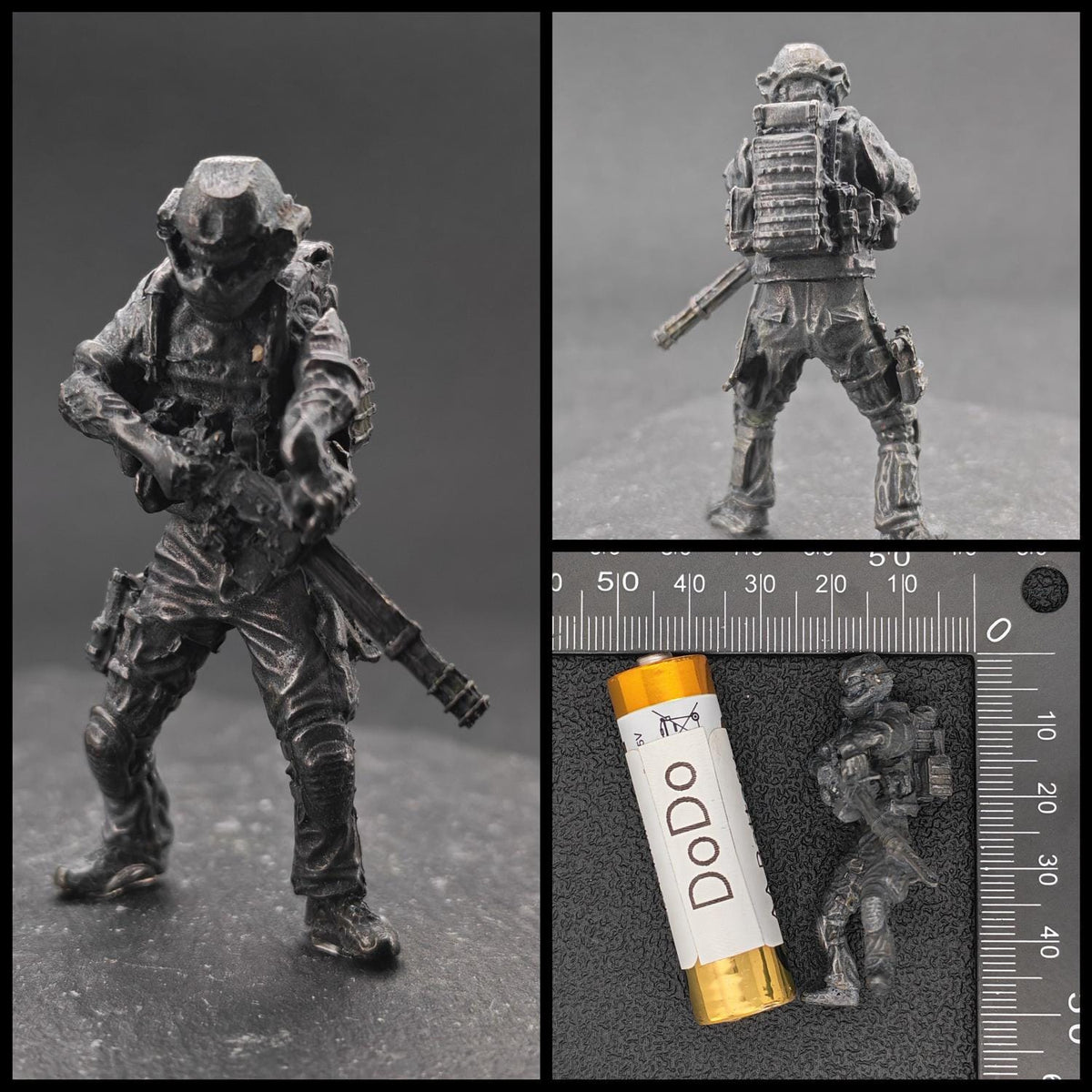 Brass Military Miniature — Oxidised Black Soldier Figurine, 9 Poses for Collectors and Diorama Builders