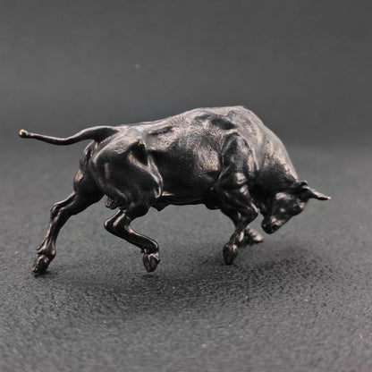 Brass Charging Bull Figurine — Bull Market Symbol, Zodiac Ox Sculpture for Desk and Shelf