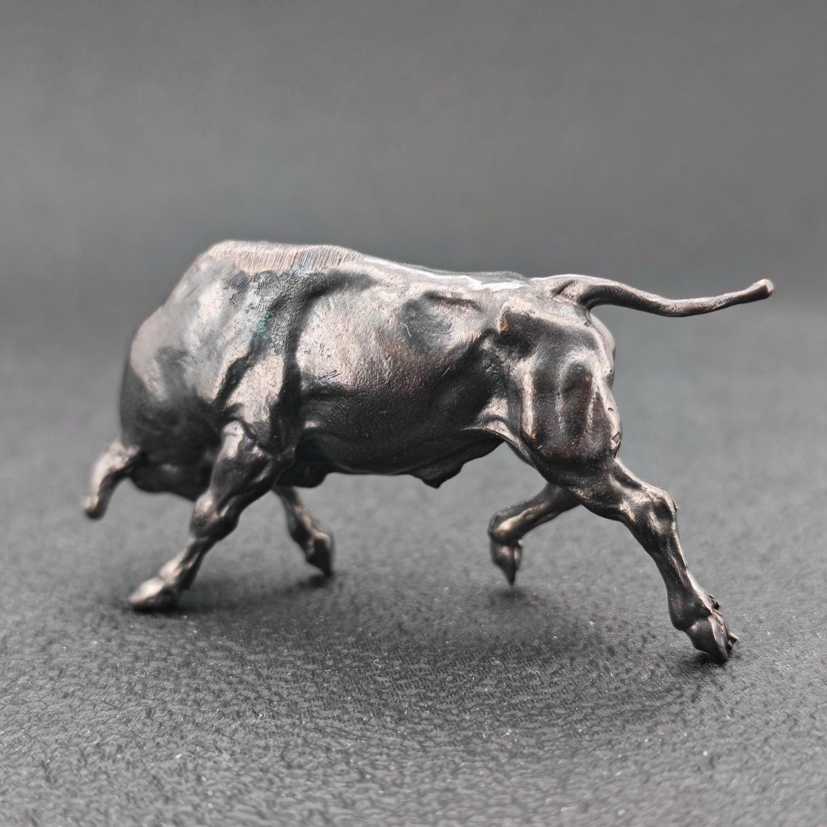 Brass Charging Bull Figurine — Bull Market Symbol, Zodiac Ox Sculpture for Desk and Shelf