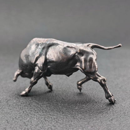 Brass Charging Bull Figurine — Bull Market Symbol, Zodiac Ox Sculpture for Desk and Shelf