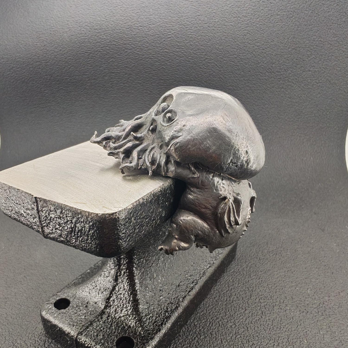 Black Oxidised Brass Baby Cthulhu Figurine | Handcast Octopus Monster Collectible | Desk & Shelf Decor