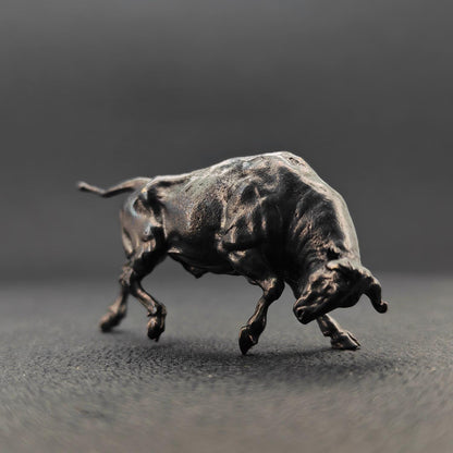 Brass Charging Bull Figurine — Bull Market Symbol, Zodiac Ox Sculpture for Desk and Shelf