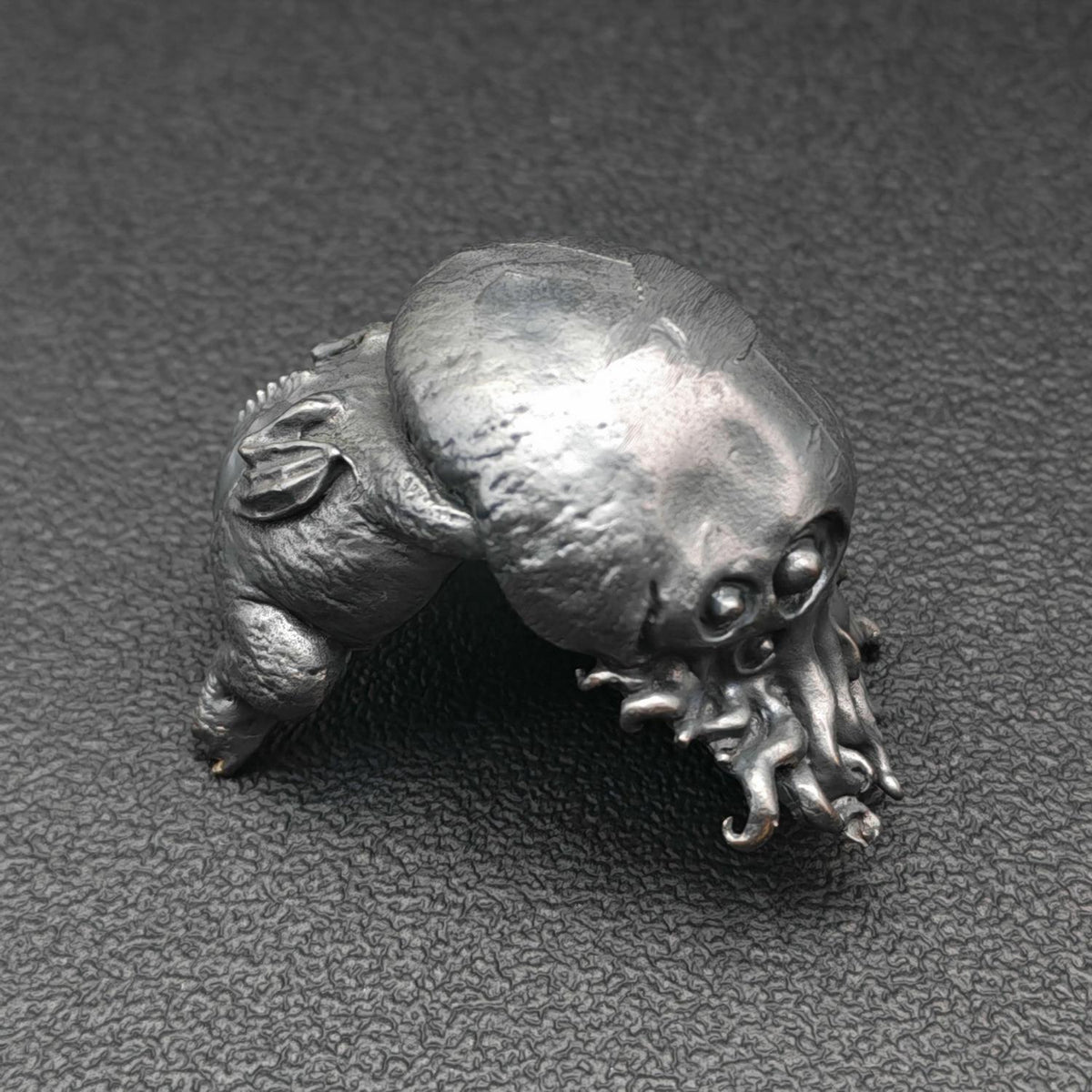 Black Oxidised Brass Baby Cthulhu Figurine | Handcast Octopus Monster Collectible | Desk & Shelf Decor