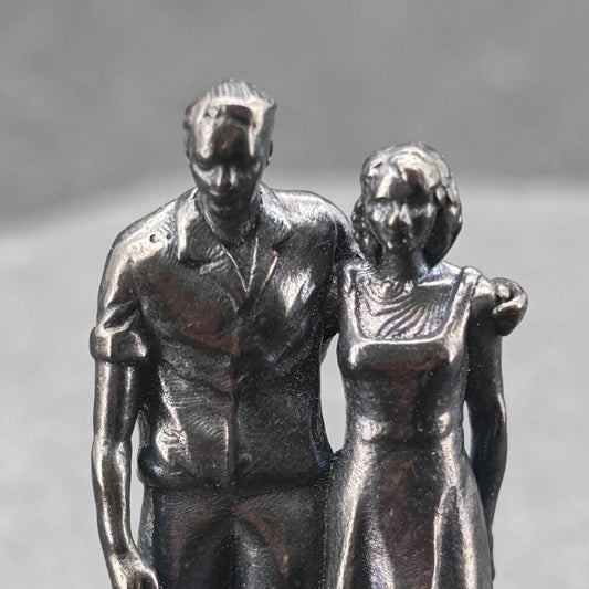 Brass Couple Figurine — Miniature Standing Pair Sculpture for Romantic Gifts and Desk Decor