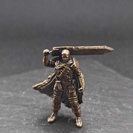 Dark Swordsman Brass Figurine – Handcast Miniature Warrior Sculpture, Dark Fantasy Collector Gift