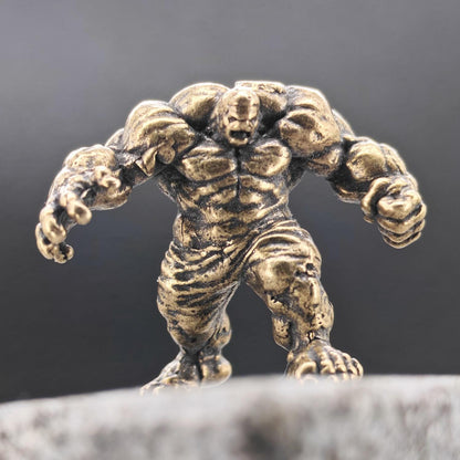 Brass Muscular Giant Figurine — Superhero Desk Sculpture & Collector Miniature