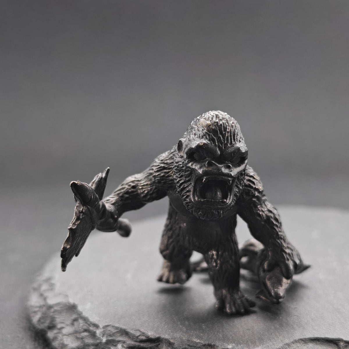 Oxidised Black Brass Gorilla Figurine — Wildlife Desk Sculpture & Jungle Collector Piece