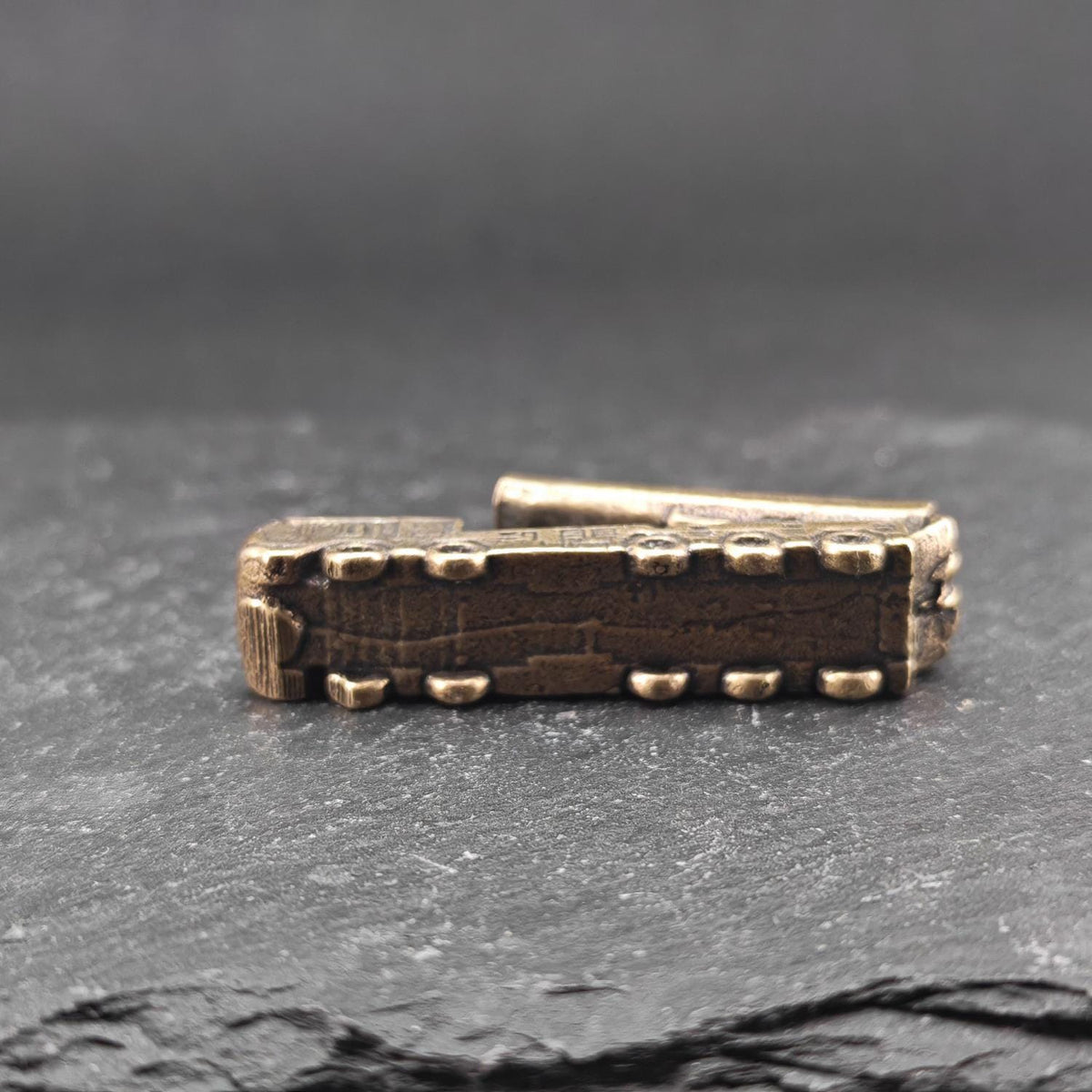 Brass Cruise Missile Launcher Miniature — Heavy Wheeled Military Vehicle Micro Model for Diorama