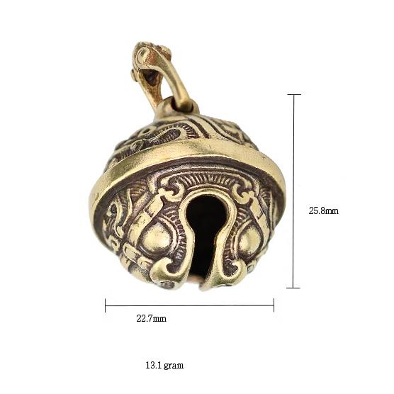 Brass Pixiu Bell Charm – Handcrafted Chinese Lucky Amulet Pendant