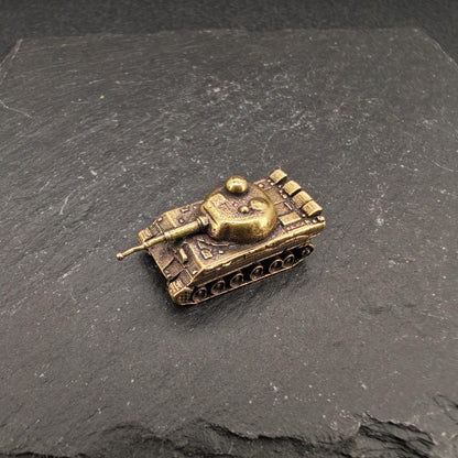Brass Tank Miniature — Oxidised Military Collectible for Desk and Diorama