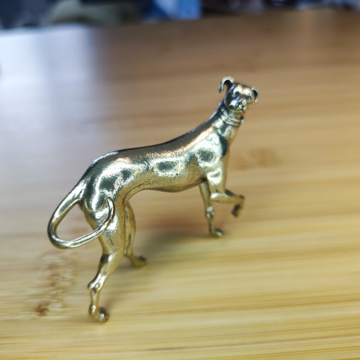 Striding Greyhound Brass Figurine – Handcrafted Noble Dog Collectible