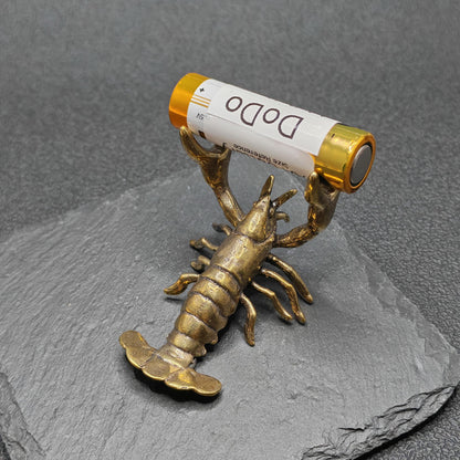 Brass Weightlifting Lobster — Pen Holder and Desk Sculpture with Character