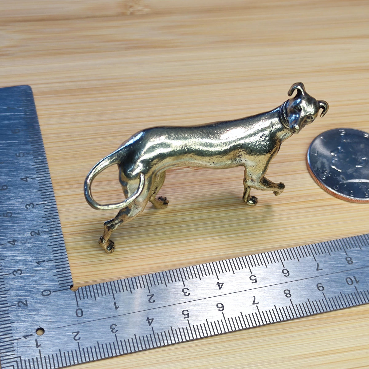 Striding Greyhound Brass Figurine – Handcrafted Noble Dog Collectible