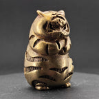 Fat Tiger Brass Figurine – Handcrafted Chubby Tiger Collectible Sculpture
