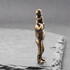Shoulder Ride Brass Figurine – Father and Child Miniature Warmth Sculpture