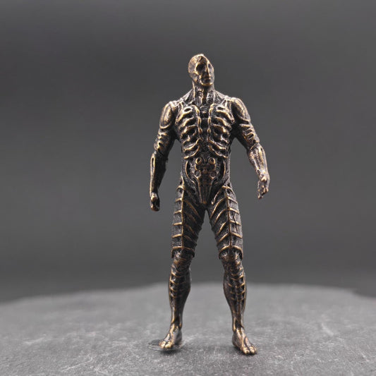 Brass Engineer Figurine — Biomechanical Alien Desk Sculpture