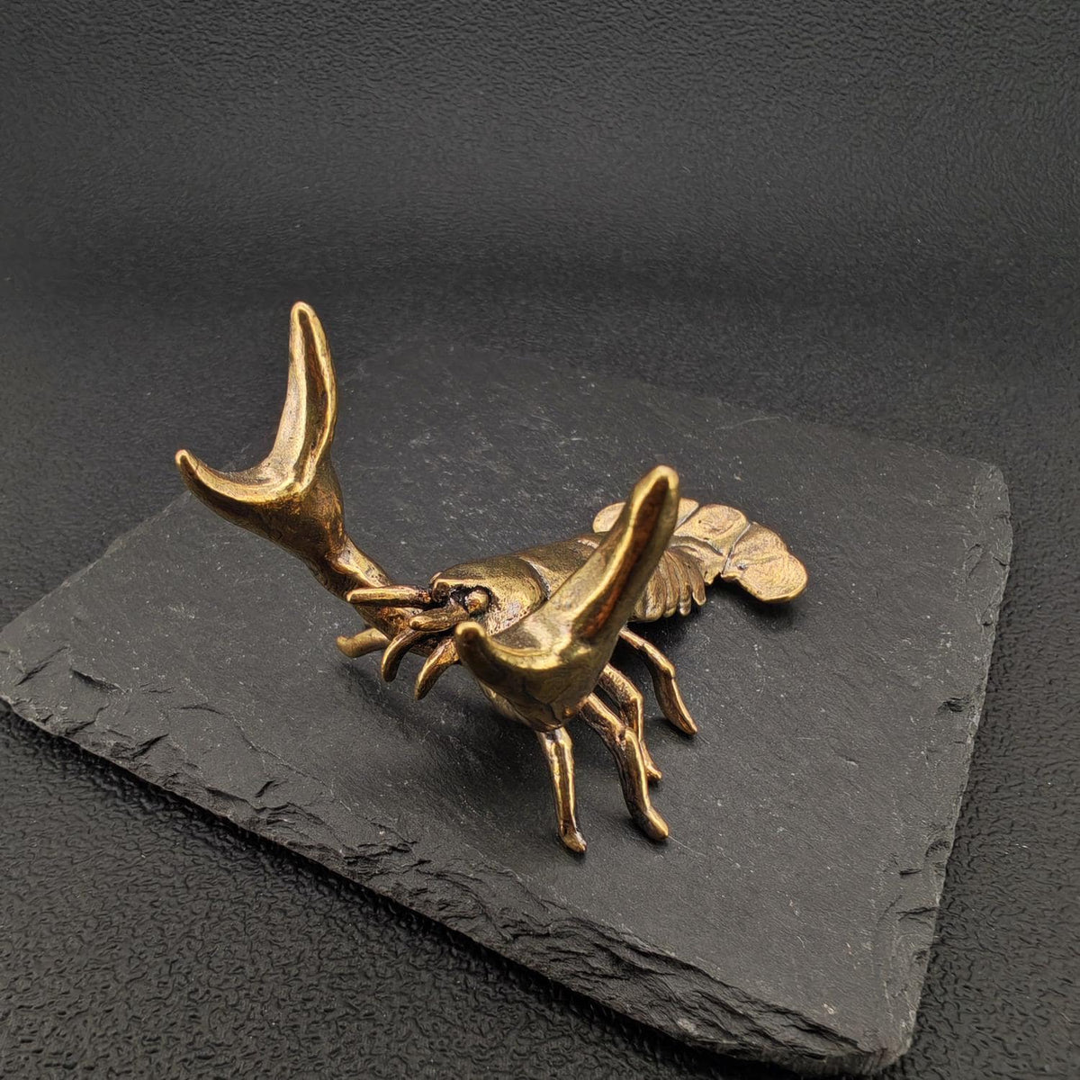 Brass Weightlifting Lobster — Pen Holder and Desk Sculpture with Character
